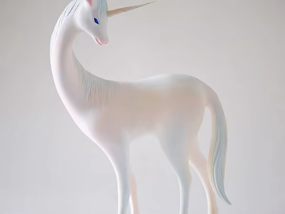 Elegant White Unicorn Decorative Ornament Set With Blue Eyes For Home Decor 3d model