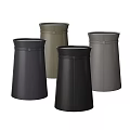 Modern Cylindrical Leather Side Tables In Different Colors With Sleek Design And Stitching Detail