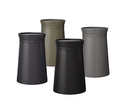 Modern Cylindrical Leather Side Tables In Different Colors With Sleek Design And Stitching Detail 3d model