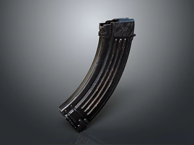Black Curved Weapon Magazine For Tactical Rifles And Military Use 3d model