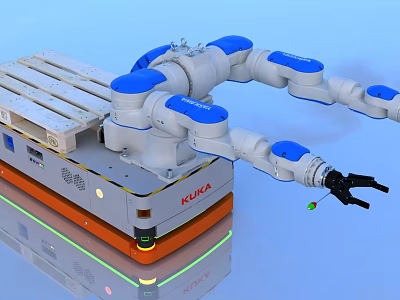 Smart Machine KUKA Industrial Robot With Blue Mechanical Arm For Automation Tasks 3d model