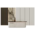Modern Style Reception Desk With Marble Wall And Vertical Stripe Design Elements 3d model