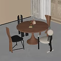 Modern Dining Table and Chair Combination Dining Chair Round Dining Table 3d model