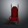Elegant Red Upholstered Chair With Wooden Frame Ornate Spires And Diamond Tufted Design