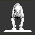 Silver Walking Leopard Sculpture With Reflective Base And Shiny Detailed Surface 3d model