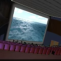 Cinema Experience With Large Screen Showing Ocean Waves And Seated Audience 3d model