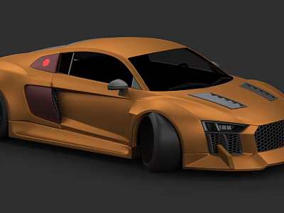Orange Sports Car With Modern Sleek Body Black Wheels And Front Grille Design 3d model