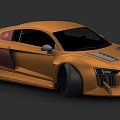 Orange Sports Car With Modern Sleek Body Black Wheels And Front Grille Design