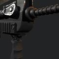 Black Tactical Rifle With Metal And Plastic Parts On Rough Concrete Surface