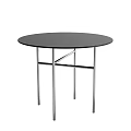 Modern Round Dining Table With Black Tabletop And Silver Metal Legs