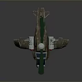 Cosmic Space Exploration Vehicle Model With Green Rotor Red Lights And Transparent Cockpit