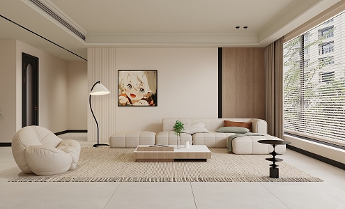 modern living room cream living room 3d model