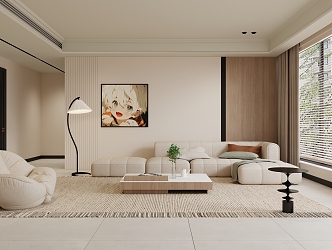 modern living room cream living room 3d model