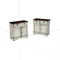 Vintage White Cabinets With Distressed Finish Wooden Top And Drawer Design