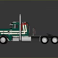 Green Military Truck With Dual Exhaust Pipes Striped Design And Chrome Details
