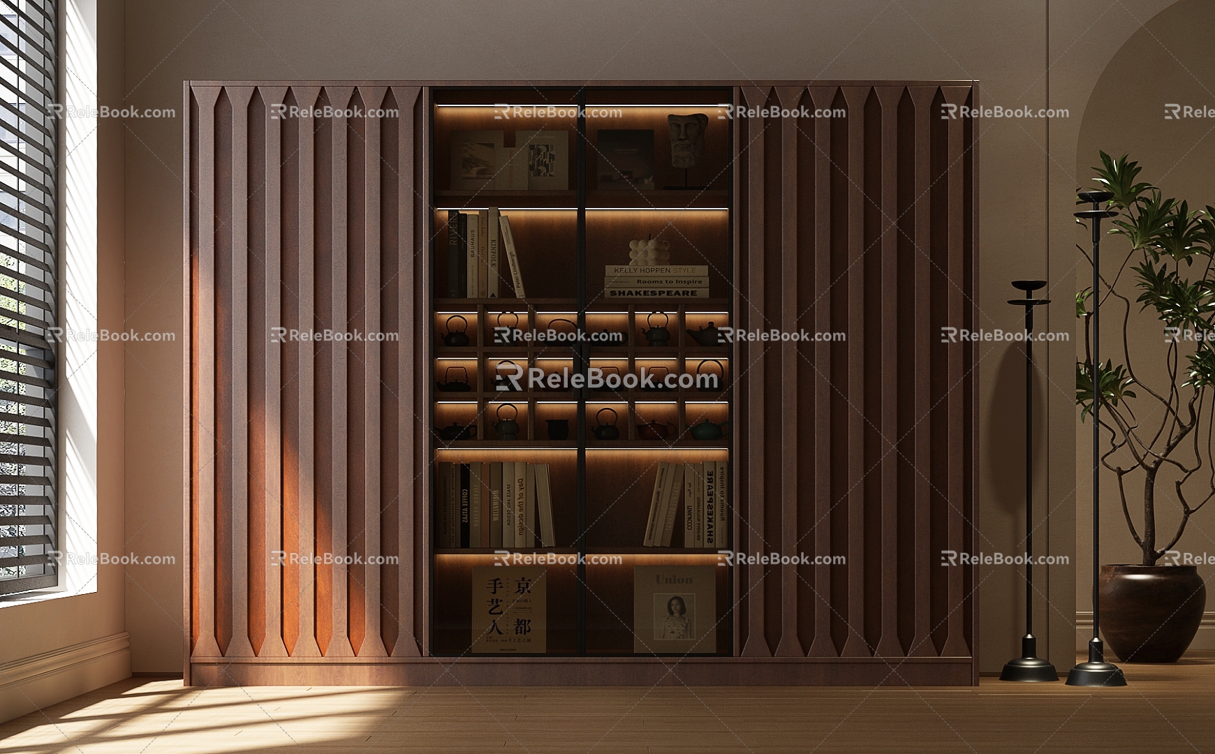 Middle Ancient Bookcase Middle Ancient Wine Cabinet Wine Cabinet Whole Bookcase Wine Cabinet Plant Book Accessories Wine 3d model