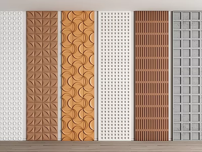 Various Patterns Textured Wooden White Gray Wall Paneling for Interior Design 3d model