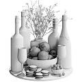 Wine Bottles and Wine Glasses with Pomegranates Macarons Berries and Decorative Flowers