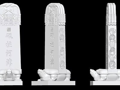 Traditional Roman Columns With Intricate Carvings And Turtle Shaped Bases Design 3d model
