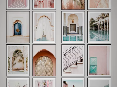 Moroccan Architectural Elements Collection With Arches Blue Doors Pools And Palm Trees 3d model