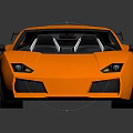 Orange Modern Sports Car With Black Rear Spoiler Two Door Design And Black Alloy Wheels