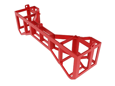 Red Industrial Metal Frame Structure With Heavy Duty Mechanical Support 3d model
