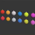 Colorful Metallic Decorative Balls in Red Gold Silver Blue Green Purple with Reflections