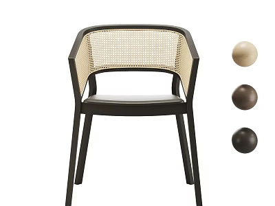 Elegant Modern Dining Chair With Black Frame Beige Woven Backrest And Black Seat 3d model