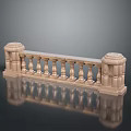 Ornate Stone Railing With Carved Pillars And Reflection In Scenic Landscape