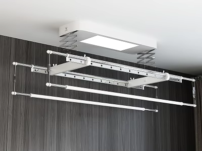 Ceiling Mounted Metal Clothes Hanger With Multiple Hanging Rods And Integrated LED Light 3d model