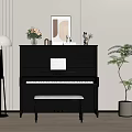 Chic Piano Room With Black Yamaha Upright Piano And Decor Elements