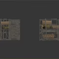 Industrial Metal Storage Shelves With Cardboard Boxes And Jars