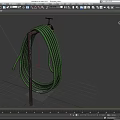 Brass Faucet with Green Coiled Hose on Dark Background and Shadow Detail