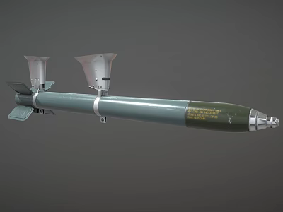 Tactical Military Missile With Dual Thrusters Rear Fins Front Warhead And Green Body 3d model