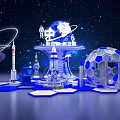 Space Themed Check In Photo Spot With Space Station Rocket Globe And Starry Sky Backdrop