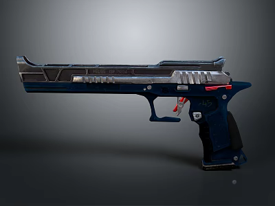 Futuristic Sleek Gun Design With Metallic Blue Silver Body And Red Accents 3d model