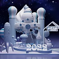 Starry Sky Themed Photo Check-in Spot With Ferris Wheel Rocket Castle And Snowman 2022