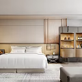 Modern Elegant Hotel Room Interior With King Size Bed Minibar And Cozy Sofa
