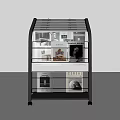 Modern Metal Frame Bookcase With Multiple Shelves And Design Magazines 3d model