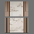 Chinese Style Decorative Screen With Mountain Landscape And Plum Blossom Design