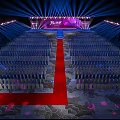 Glamorous Stage Design With Blue Purple Lighting Red Carpet And Steps