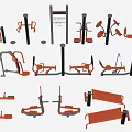 Outdoor Playground Equipment Set With Various Types Red And Black Metal