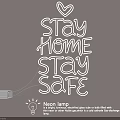 Decorative Indoor Neon Lamp With Stay Home Stay Safe Text And Heart Design USB Rechargeable
