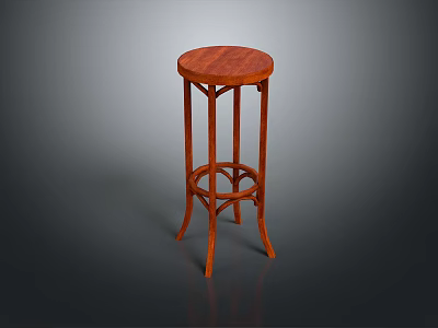 Elegant Wooden Single Chair With Round Seat And Cross Leg Design Structure 3d model