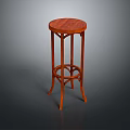 Elegant Wooden Single Chair With Round Seat And Cross Leg Design Structure