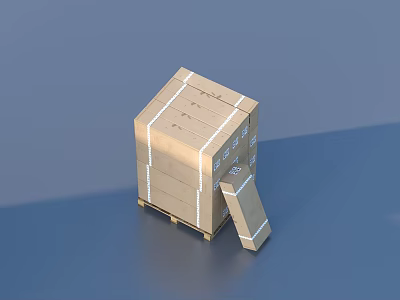Durable Brown Cardboard Box For Household Supplies Storage With Secure Straps 3d model
