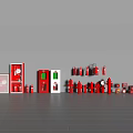 Different Types of Red Fire Safety Equipment Such As Extinguishers Hydrants And Cabinets