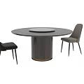 Elegant Modern Dining Table Set Featuring Round Wooden Top And Neutral Tones Chairs 3d model