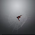 Spider Man In Red And Black Suit Posing On Intricate Spider Web Design