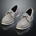 Classic Gray Lace Up Boat Shoes With White Soles Casual Wear